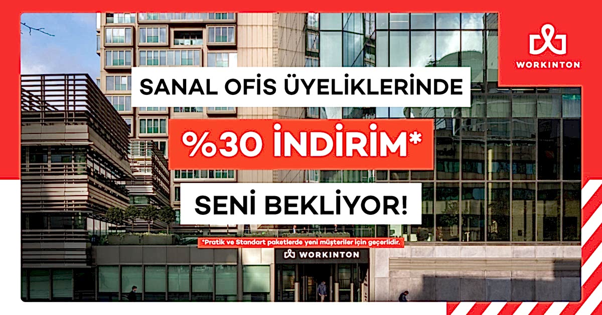 Workinton'da Ocak ayı boyunca yeni Sanal Ofis üyeliklerinde %30 indirim- Pratik ve Standart paketler için geçerlidir